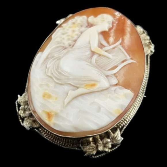 Antique 14K Gold Full Figural Cameo Brooch/Pendant - Picture 3 of 8
